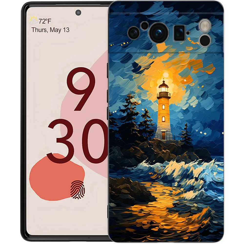 Funda de teléfono para Google Pixel 8 7 6 Pro 8A 7A 6A TPU carcasa de silicona suave a prueba de golpes cubierta negra noche estrellada van gogh - imagen 2