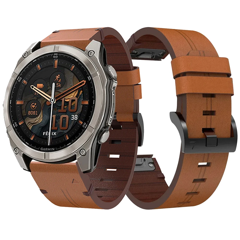 Correa de cuero de 22mm y 26mm para Garmin Fenix E 8 47mm 51mm/7 7X 6X 6 Pro 5X Plus 3HR/Forerunner 965 955/Enduro 2 3/Instinct 2X Band - imagen 2