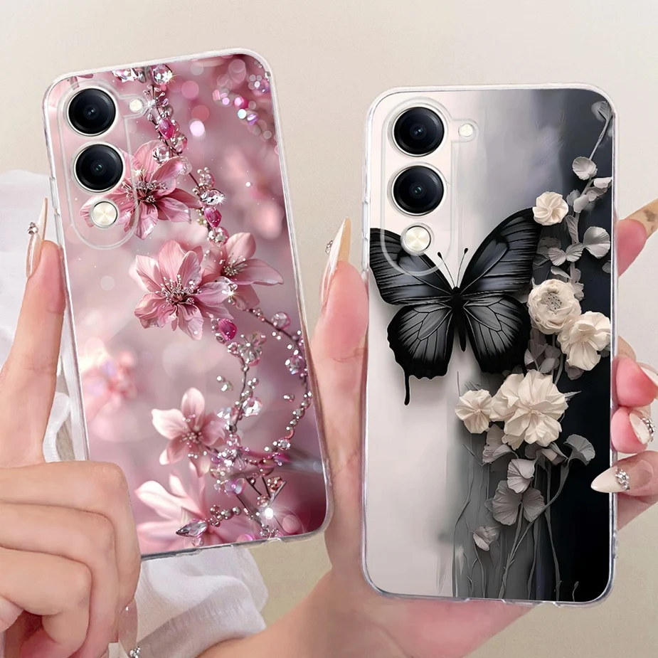 Para Vivo Y29s funda Vivo Y04 V2430 funda pintada de mariposa de lujo funda de teléfono de silicona suave para Vivo Y29 4G Y 29 VivoY29 5G Shell - imagen 2