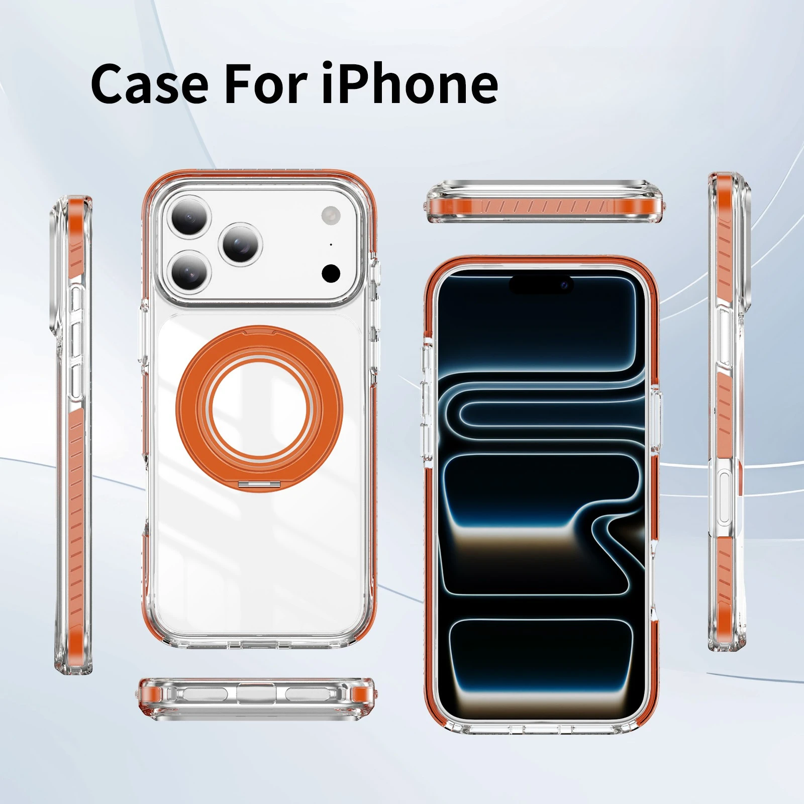 Funda de teléfono magnética transparente a rayas de Color con sensación de piel para iPhone 17 Pro Max 16 Plus 15 14 13 12 11 a prueba de golpes para funda Magsafe - imagen 5