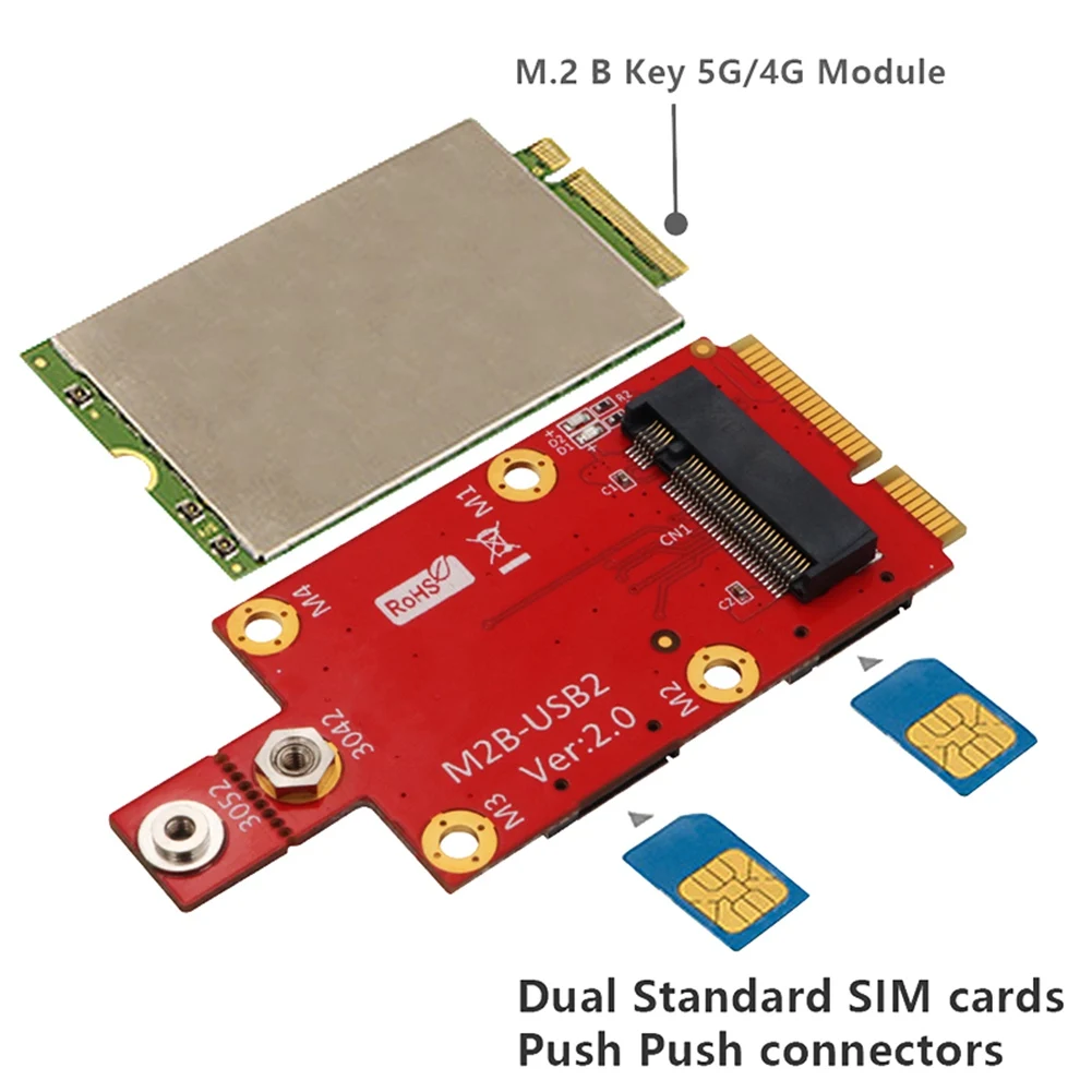 Convertidor M2 a Mini PCIE, tarjeta elevadora con ranura Dual para tarjeta NANO SIM, adaptador M.2 Key B a Mini PCI-E compatible con 3G/4G/5G - imagen 3