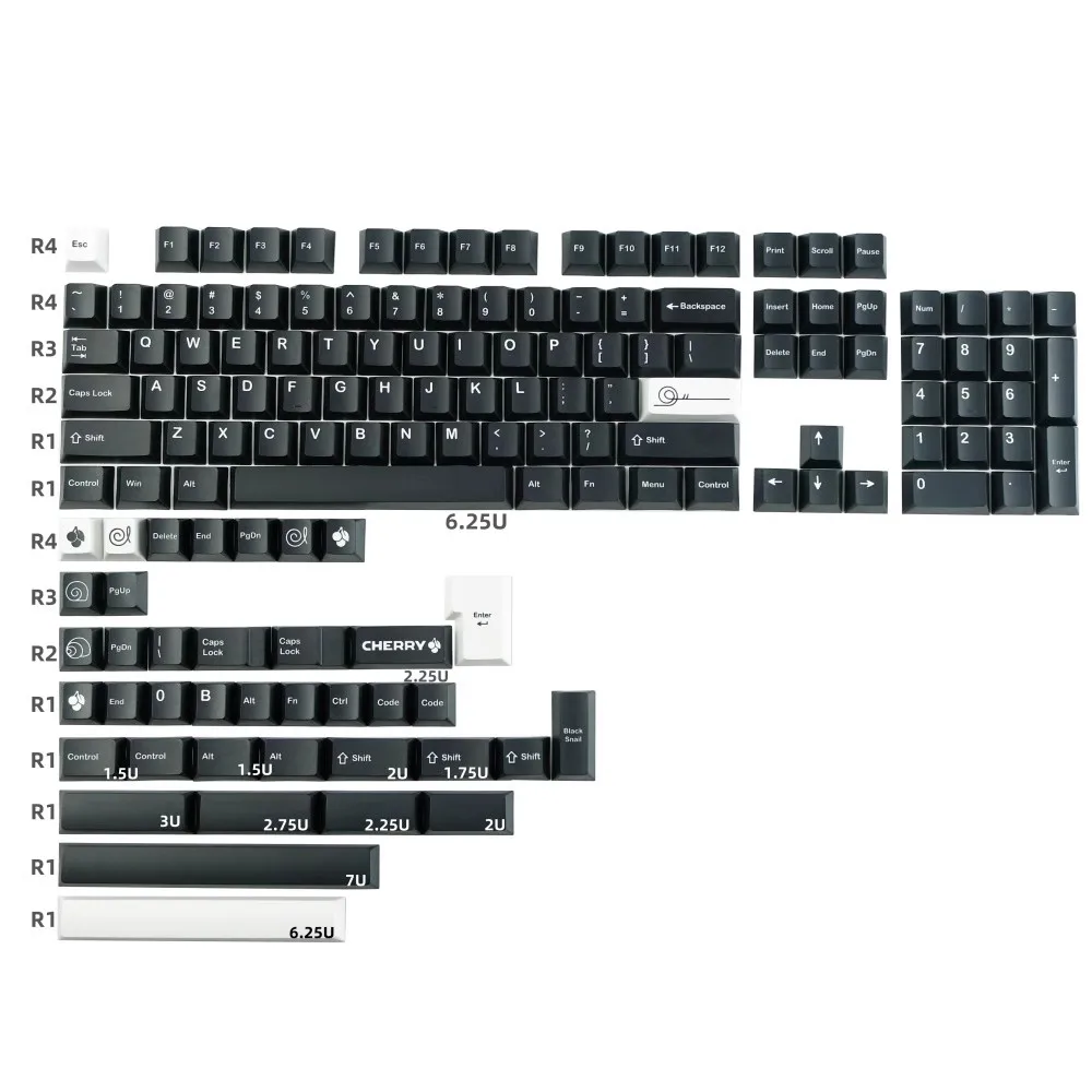 143 teclas/juego de teclas de caracol GMK, teclas de sublimación de tinte PBT, teclas WOB de perfil de cereza para teclado MX Switch 61 68 75 84 96 980 - imagen 5