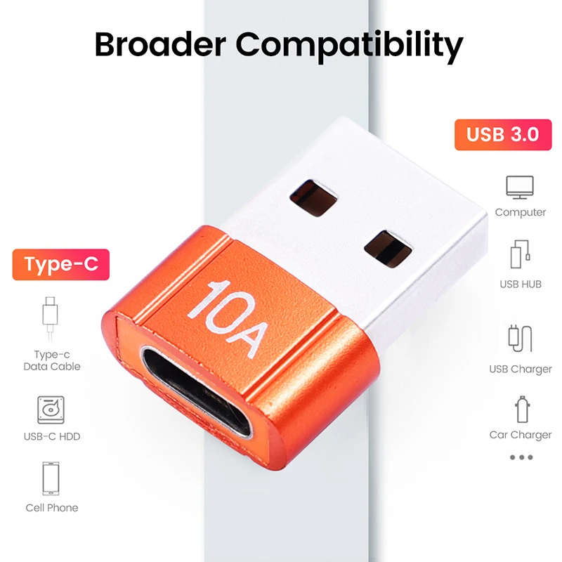 Adaptador de datos USB 3,0 tipo C, convertidor macho a hembra para Macbook, Xiaomi, Samsung S20, conector OTG rápido, 10A - imagen 3