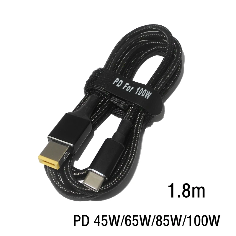 135W 65w 90w portátil 100W 6.25A tipo C PD cargador USB-C a USB Cable de punta cuadrada delgada Cable de alimentación para Lenovo Yoga 2 Pro 13 Thinkpad - imagen 2