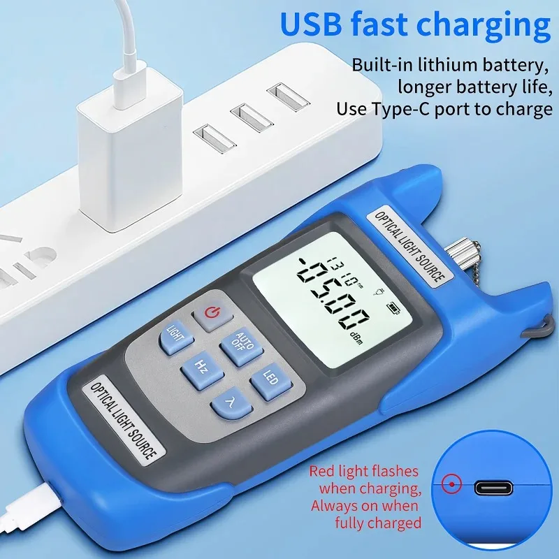 COMPTYCO A-C1315 fuente de luz óptica recargable modo único longitud de onda Dual 1310/1550nm OLS 2,5mm interfaz herramienta de fibra óptica - imagen 4