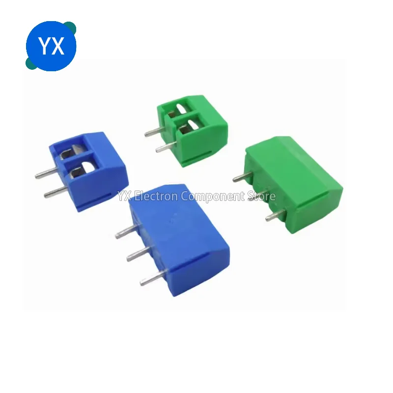 1000 Uds KF301 KF350 KF126 2P 3P 5mm/3,5mm/2PIN 3PIN Terminal conector de Terminal de tornillo conector de empalme azul verde