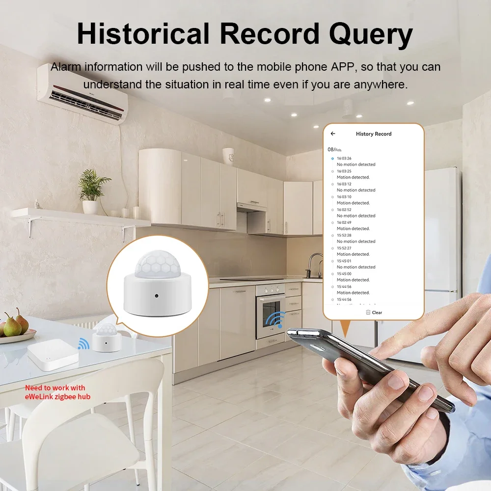 EWelink Zigbee 3,0 Sensor de movimiento Pir inteligente movimiento cuerpo humano Detector infrarrojo Sensor de alarma de seguridad funciona con asistente de hogar - imagen 5
