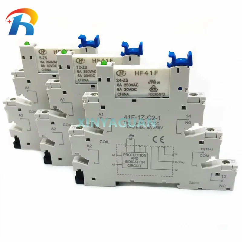 1 Uds 41F-1Z-C2-1 + HF41F 24-ZS 12-Z 5-ZS 5V 12V 24V ZST 6A 250V 1CO relé delgado/SSR montaje en casquillo de tornillo con relé de oblea LED