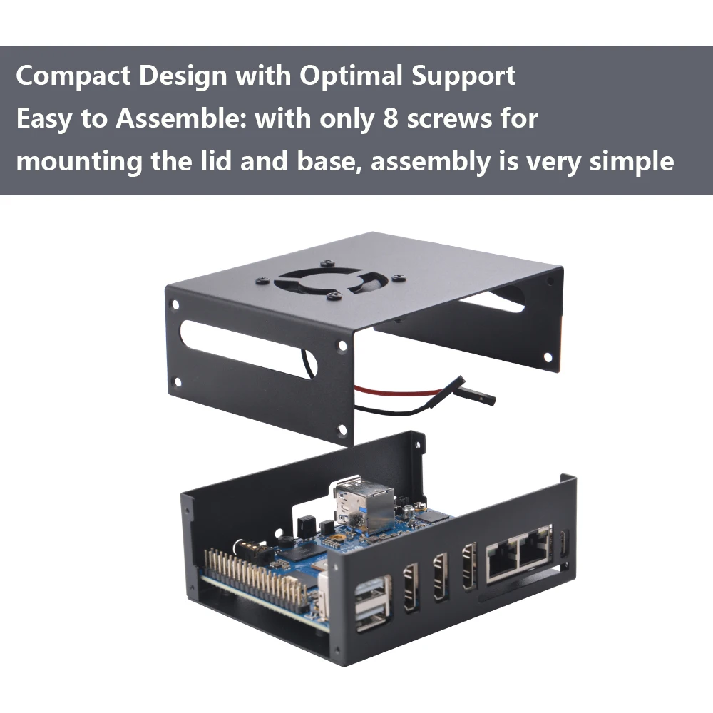Caja GeeekPi Orange Pi 5 Plus con disipadores de calor Caja metálica Orange Pi 5 Plus con ventilador de refrigeración - imagen 5