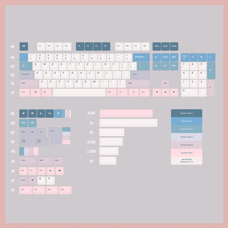 GMK-Teclas de puesta de sol nocturna, teclas con gradiente de puesta de sol, perfil de cereza, tinte PBT, sublimación, Teclado mecánico, MX, Swit, 142 teclas - imagen 4