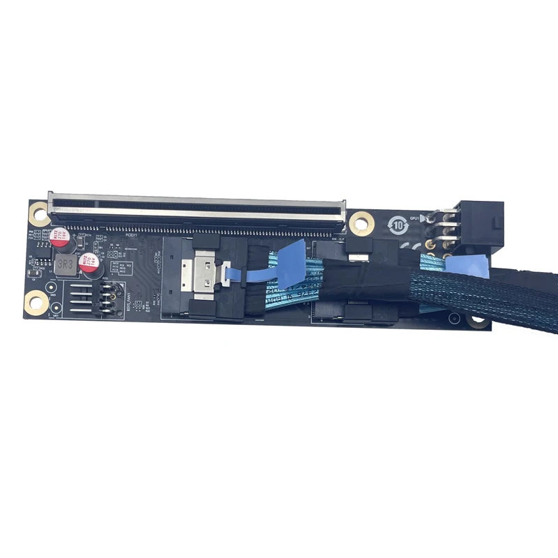 Placa elevadora extensora SFF-8654 a PCI Express X16, convertidor delgado SAS a PCIE 5,0 16X con fuente de alimentación de 6 pines para tarjeta gráfica GPU - imagen 5