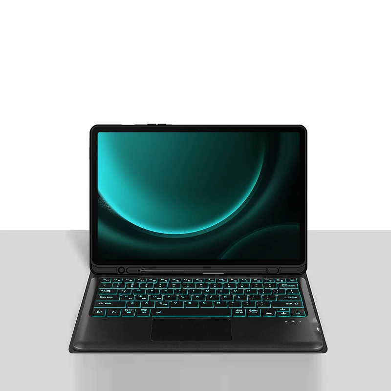 Funda con teclado para Samsung Galaxy Tab S10 S9 Plus, funda inteligente para Tab S9 FE + S9 + S10 +, funda con teclado retroiluminado con panel táctil de 12,4 pulgadas - imagen 2
