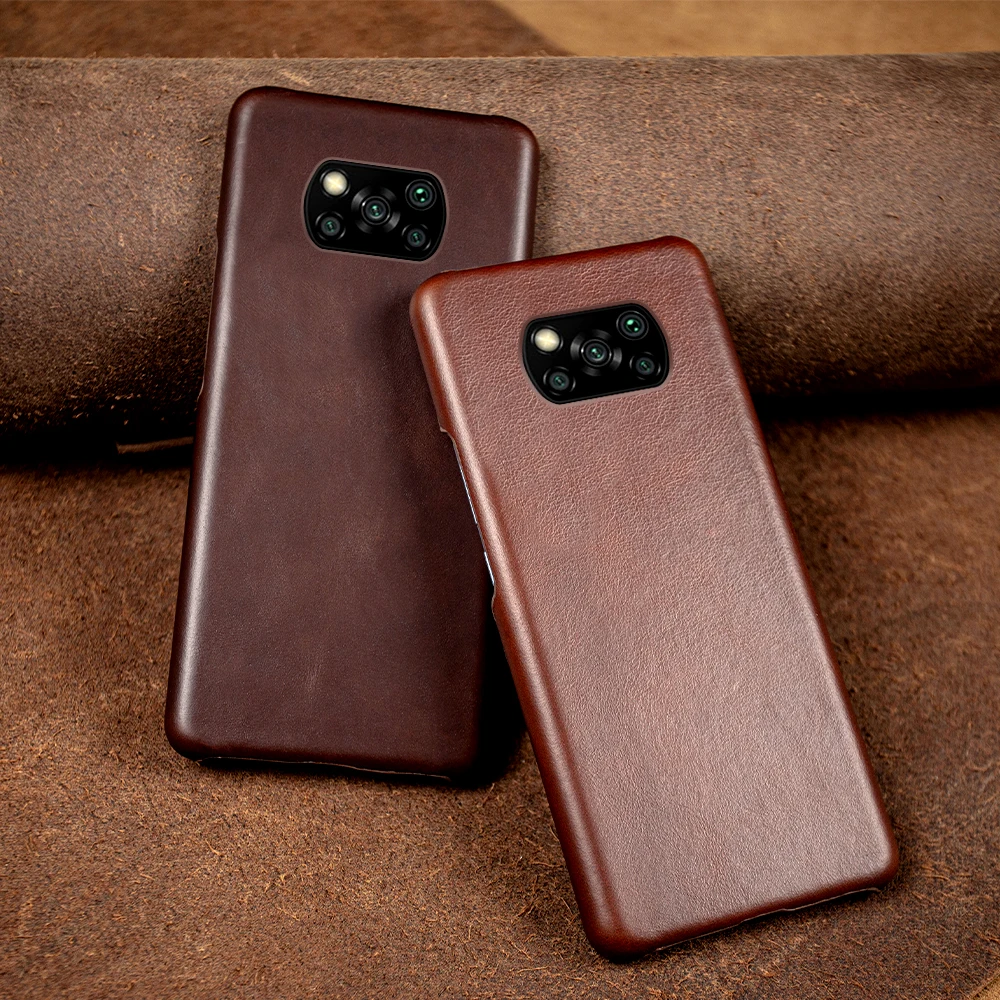 Funda de teléfono de cuero genuino para Xiaomi Poco Series, funda hecha a mano con patrón de cera de aceite X3 X4 M3 M4 M5 F1 F2 F3 F3GT F4 F4GT C40 C50 - imagen 5