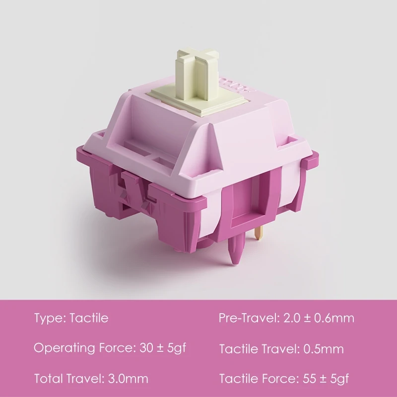 Akko V3 Creamy Purple Pro Switch Interruptor táctil 30gf de 5 pines compatible con teclado mecánico MX (45 piezas) - imagen 3