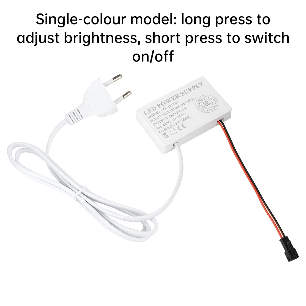 AC 110/220V a DC 12V 1A Módulo de alimentación del controlador LED interruptor táctil de integración LED atenuador interruptor de Control de unidad enchufe de la UE para tira de LED - imagen 4