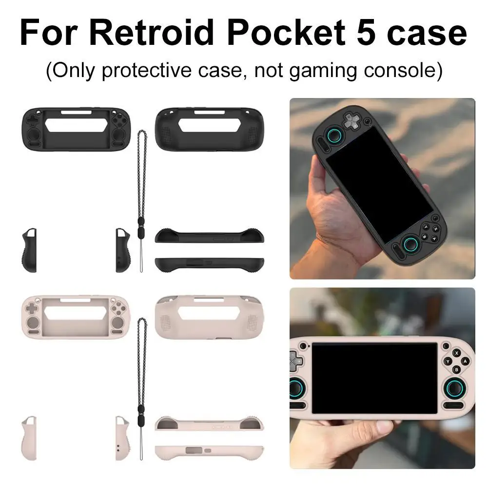 Funda protectora de silicona para consola portátil Retroid Pocket 5, cubierta de Color sólido, agarre antideslizante, carcasa a prueba de polvo para RP5 - imagen 5