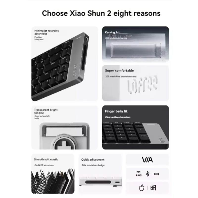 FLOW2 Teclado mecánico personalizado Kailh perfil bajo tri-modo inalámbrico Bluetooth E-sports Gaming teclado de oficina 68 84 100 diseño - imagen 4