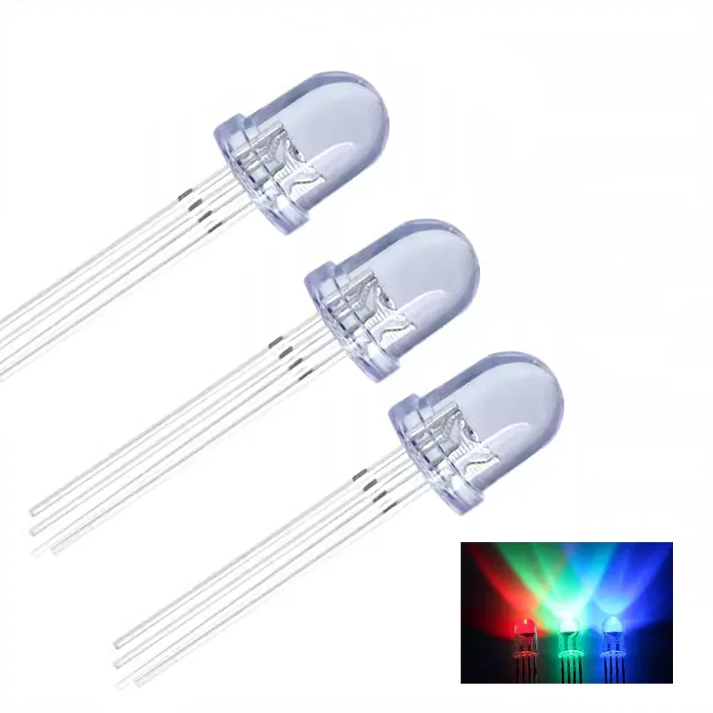 Diodos LED RGB multicolores, indicadores de ánodo común de 5mm, 8mm y 10mm para diseño de circuitos electrónicos, proyectos Arduino DIY, 10-100 Uds. - imagen 3