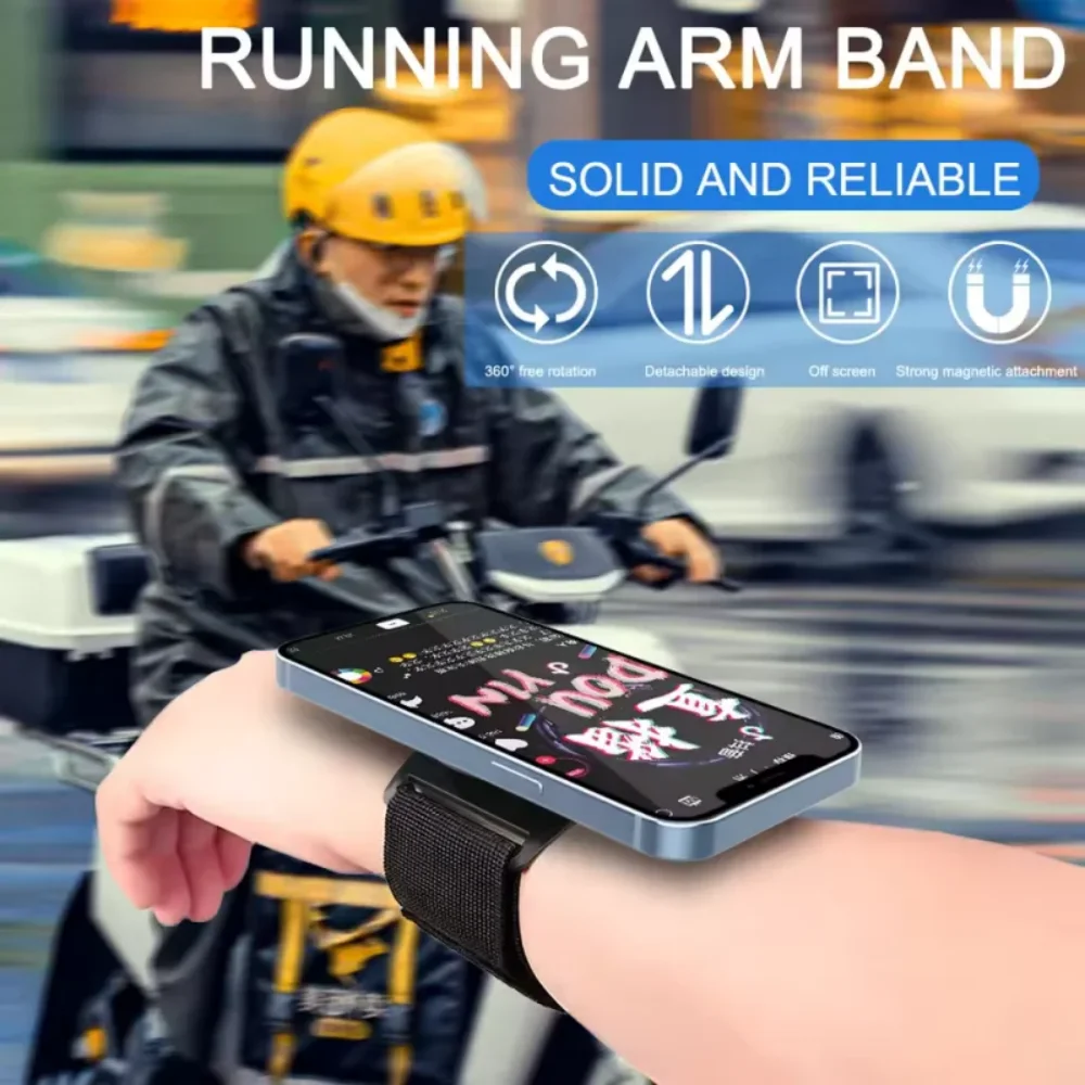 Brazalete pulsera soporte para teléfono móvil correa de muñeca magnética soporte de montaje para teléfono para iPhone 16 MagSafe Xiaomi para ciclismo senderismo gimnasio - imagen 2