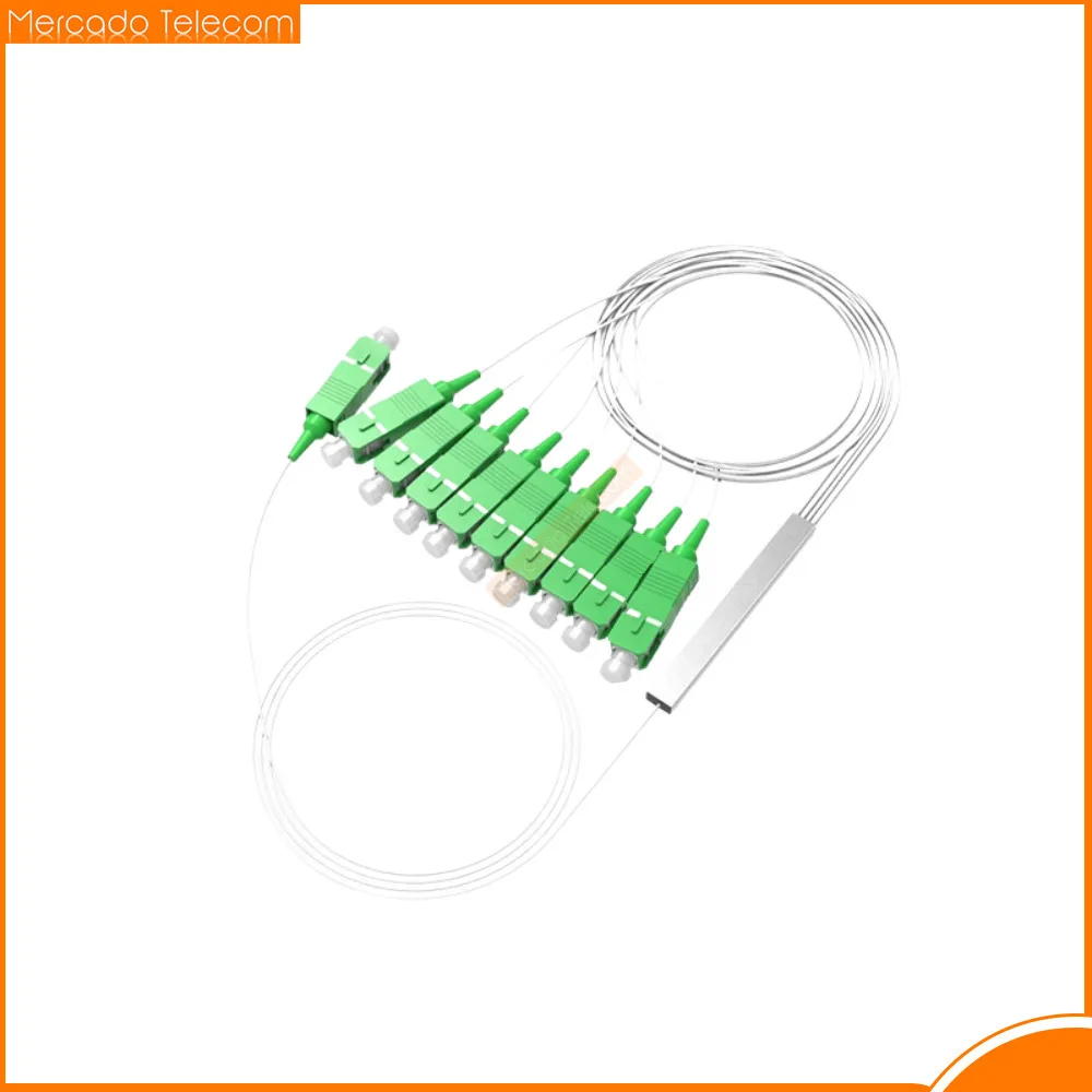 Alta calidad 1X9 PLC fibra óptica FTTH 0,9 MM SC APC conector monomodo Mini tubo de acero divisor óptico 1 Uds