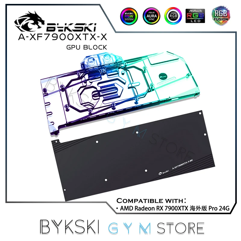 Bykski-bloque de agua 7900XT para AMD Radeon RX 7900XTX GPU, enfriador de agua, 5V, 12V, RGB, MB, A-XF7900XTX-X de sincronización