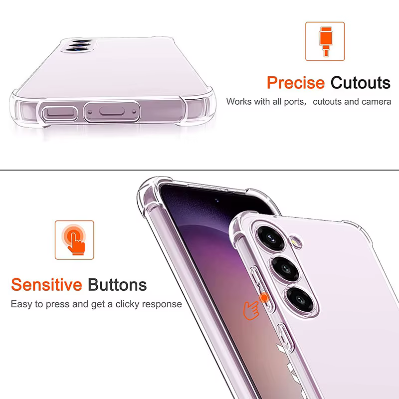 Fundas de teléfono para Samsung S25 Edge S24 S23 Ultra S22 S21 FE S20 Plus funda Galaxy A55 A15 A05 A54 A52 A35 A25 cubierta trasera fina transparente - imagen 5