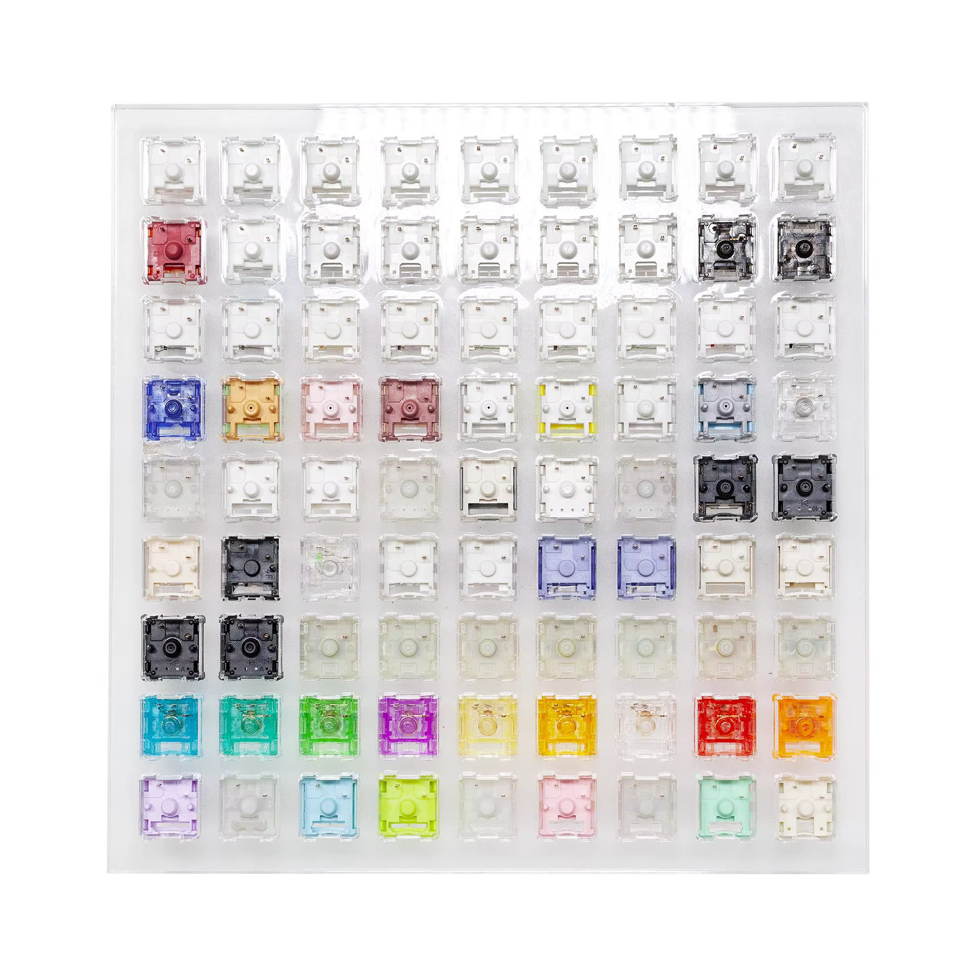 Probador de Switches Cherry Kailh Gateron Base Acrílica Teclas Blancas