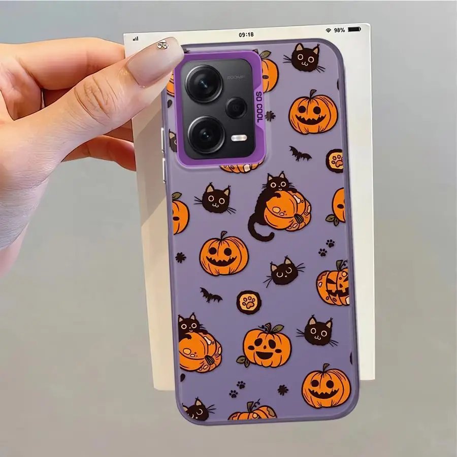 Funda trasera para teléfono Xiaomi Mi 13T 11 Lite 12T Pro, gato calabaza de Halloween a la moda - imagen 2