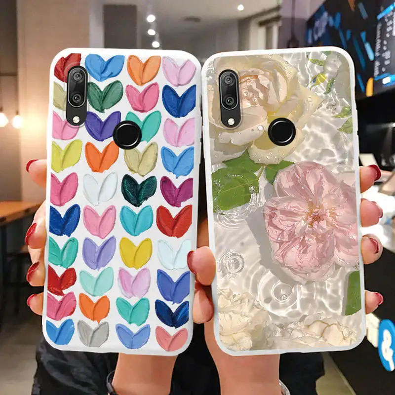 Case For Huawei Y7 Prime 2019 Y7 Pro Y9 Prime 2019 P Smart Z Honor 9X with hole Phone Cover Oil Painted Flower Fundas Soft TPU - imagen 4
