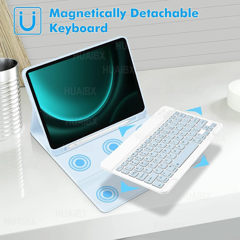 Funda con teclado desmontable para Samsung Galaxy Tab S9 FE, cubierta de 10,9 pulgadas para Samsung Tab S9 FE SM-X510/X516B - imagen 2