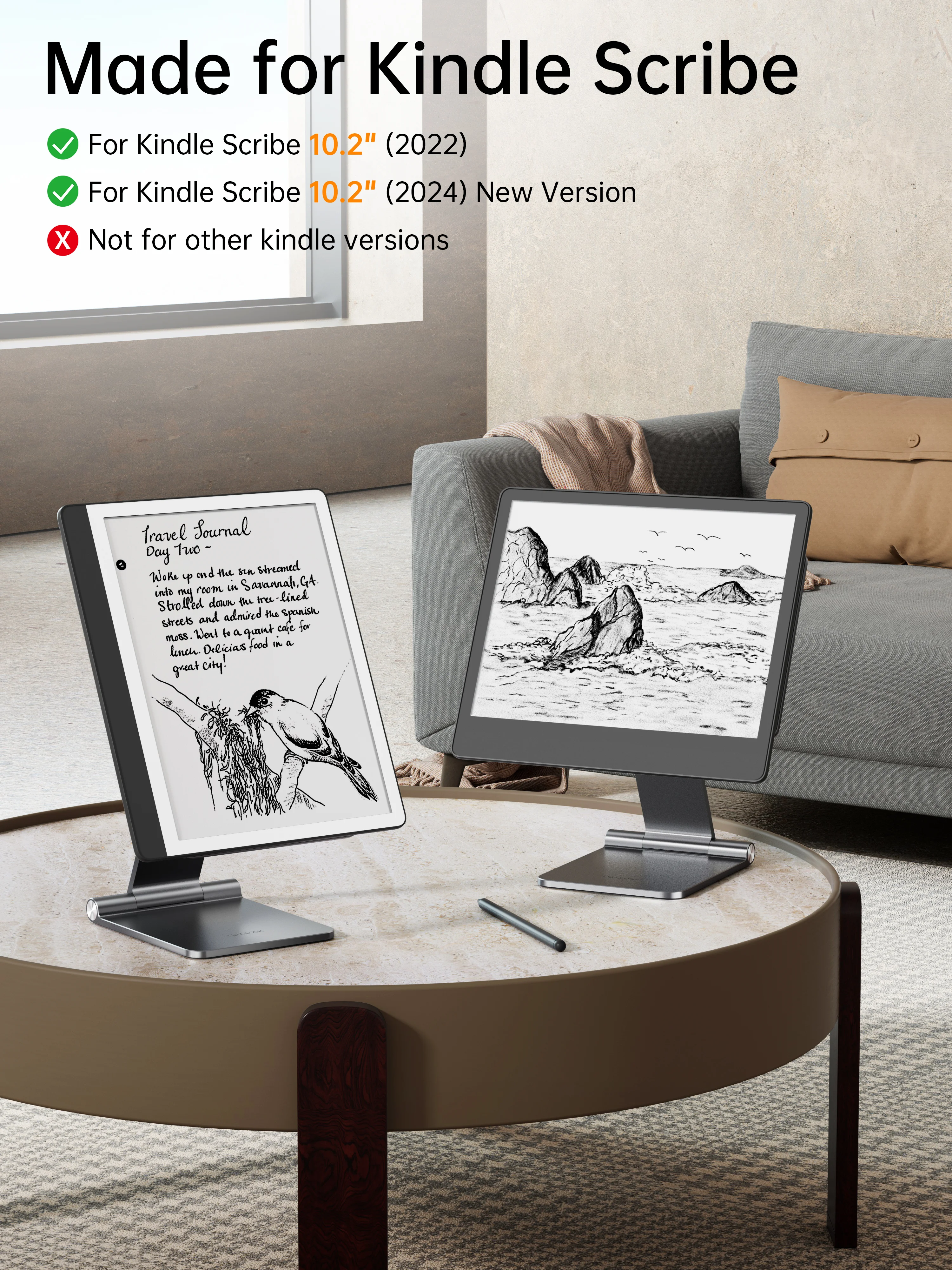 LULULOOK soporte magnético plegable para Kindle Scribe 10,2 pulgadas, soporte giratorio de aleación de aluminio para Kindle Scribe 2024 dibujo de lectura - imagen 4