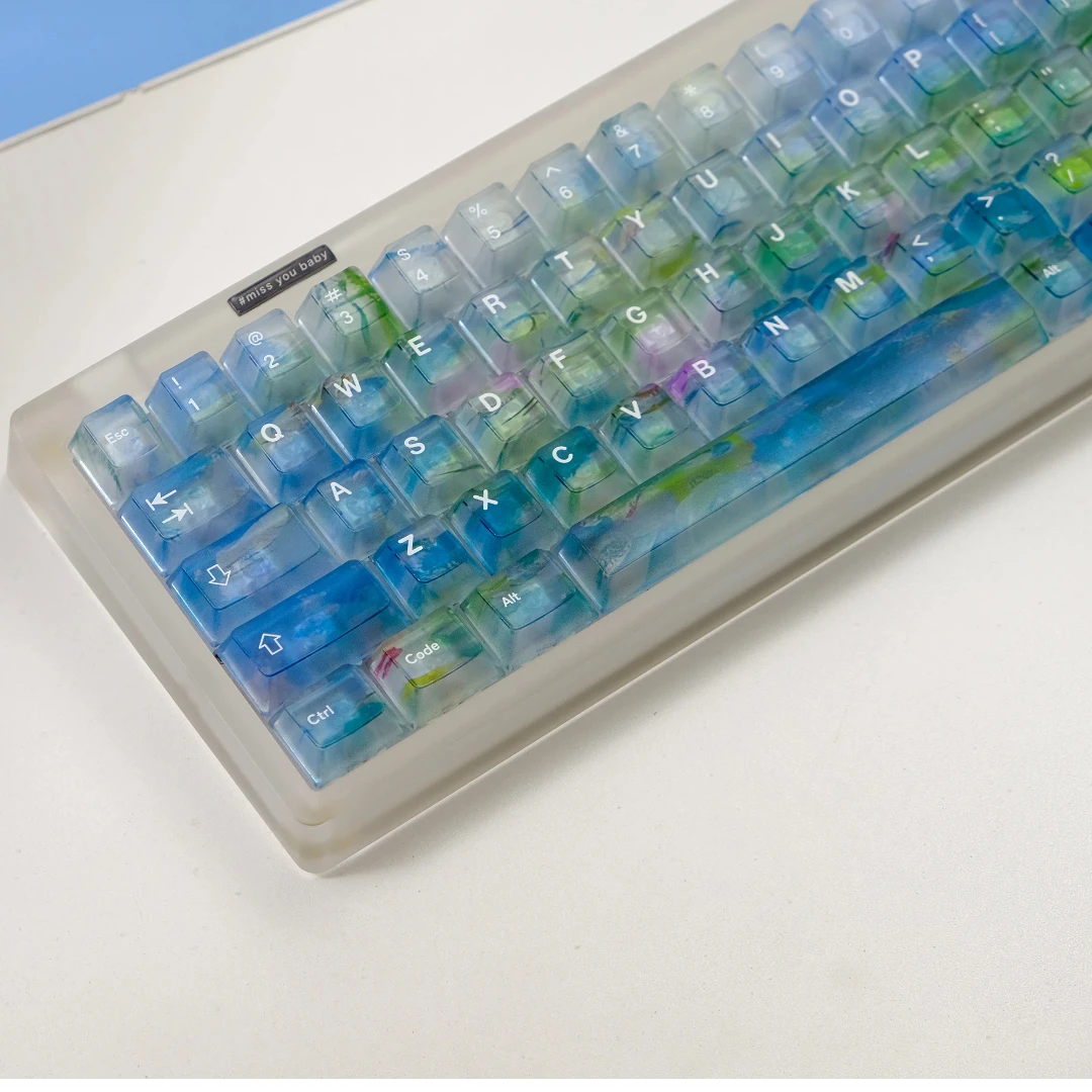 Aifei ABS 122 teclas teclas antiniebla translúcido estanque de loto luz de luna para teclado mecánico AULA F75 Ajazz Anne Pro2 juego PC - imagen 3