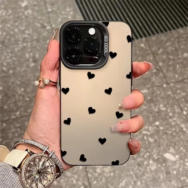 Funda de teléfono de lujo con diseño de lunares y corazón de amor negro para Samsung Galaxy S25 Ultra S24 S23 S22 S21 Plus S20 FE A55 A54 A35 Cove - imagen 5