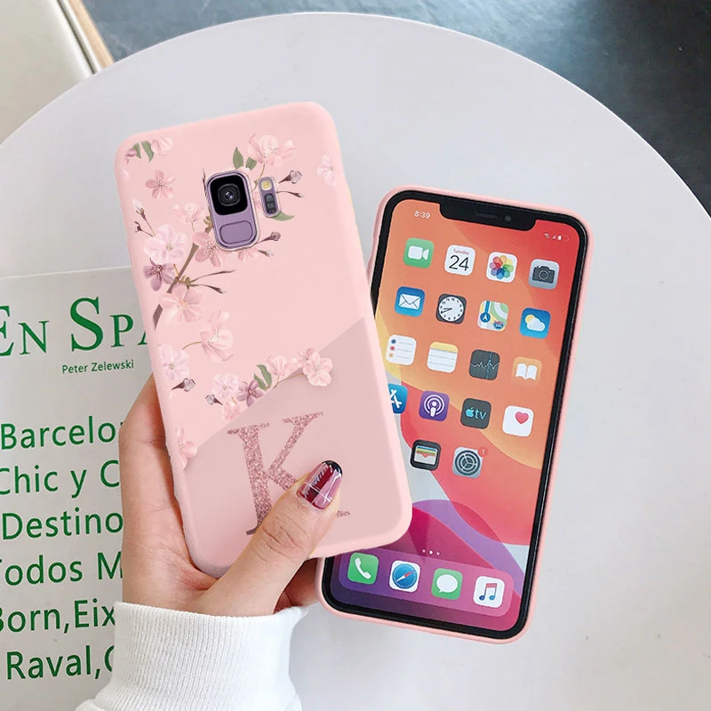 Para Samsung Galaxy S9 S 9 Plus Funda de teléfono letras rosas lindo patrón de flores Funda de silicona suave para Samsung S9Plus S9 + Coque - imagen 3