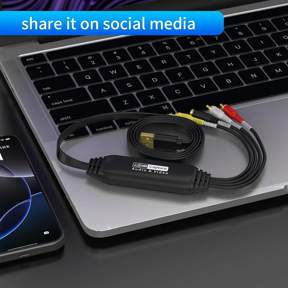 Captura de vídeo USB 2,0 para transmisión Mini DV VCR Hi8 DVD TV decodificador CVBS o equipo de fuente de vídeo S VHS a convertidor Digital - imagen 5