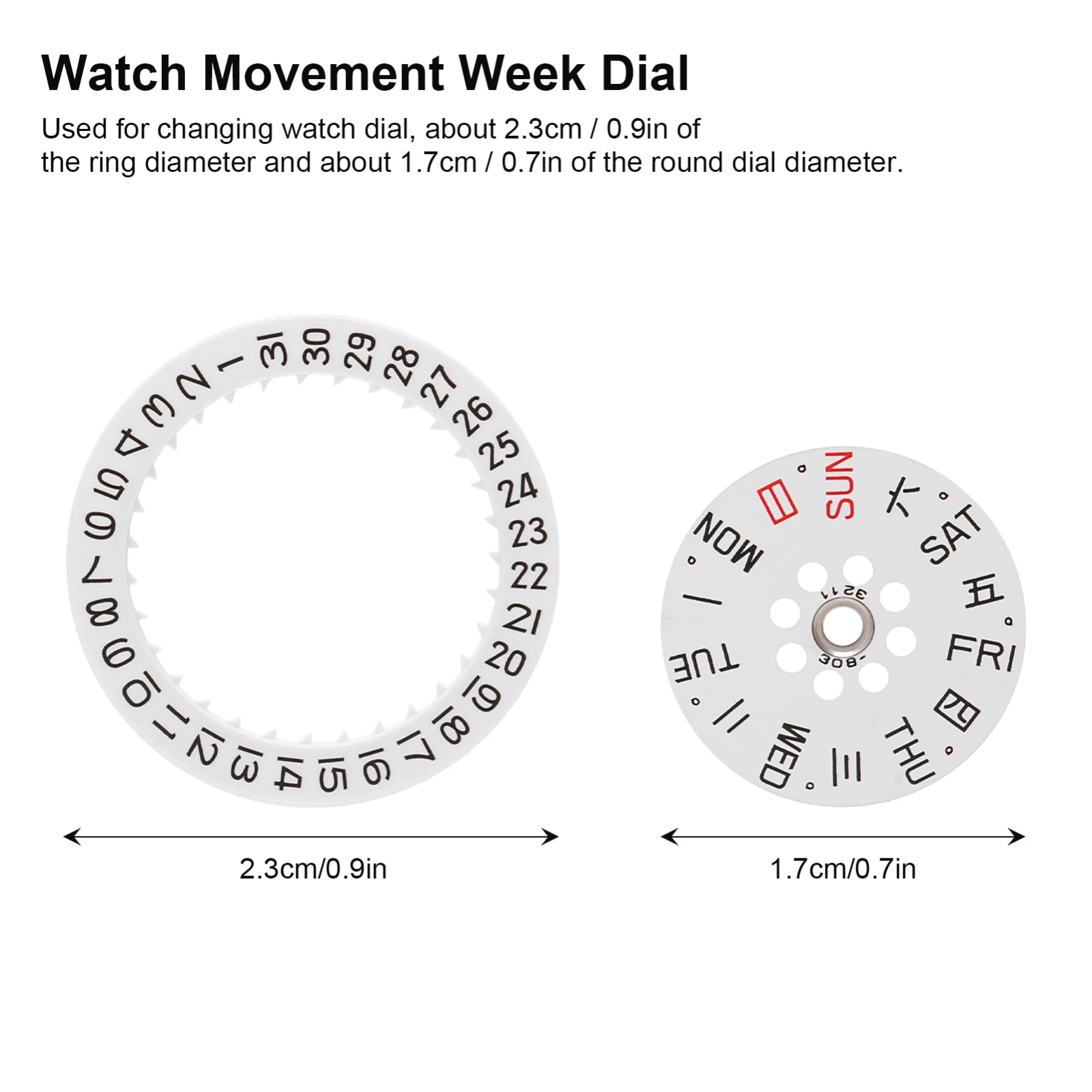 Reloj fecha calendario Dail para Miyota 8200 8205 rueda día anillo círculo movimiento repuestos accesorios de reloj - imagen 2