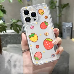 Funda de fresa antigolpes para iPhone 11-16 Pro Max