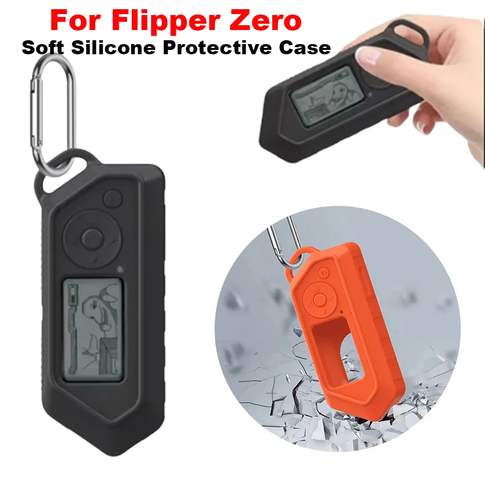 Para Flipper Zero funda protectora de silicona totalmente suave con mosquetón Compatible con Flipper Zero dispositivo cubierta accesorio de juego
