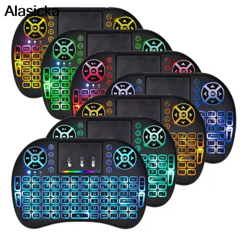 I8 Mini teclado de carga táctil 2,4G inalámbrico Mini teclado de ardilla voladora retroiluminación de tres colores luz para correr de caballo multi-lang - imagen 2