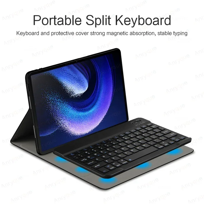 Funda con teclado inalámbrico magnético para Lenovo Xiaoxin Pad 2024, funda para tableta de 11 pulgadas con teclado Bluetooth, Teclado español ruso - imagen 5