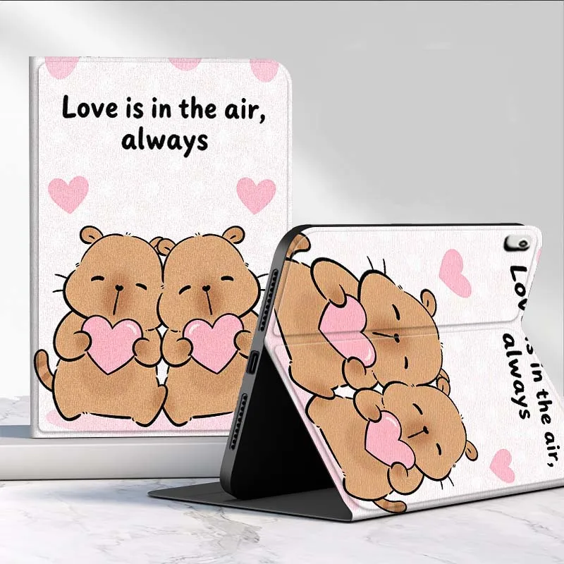 Moda lindo capibara de dibujos animados para iPad Pro Mini 1 2 3 4 5 6 7 7ta generación 12,9 10,5 13 11 7,9 8,3 M4 pulgadas funda para tableta - imagen 2
