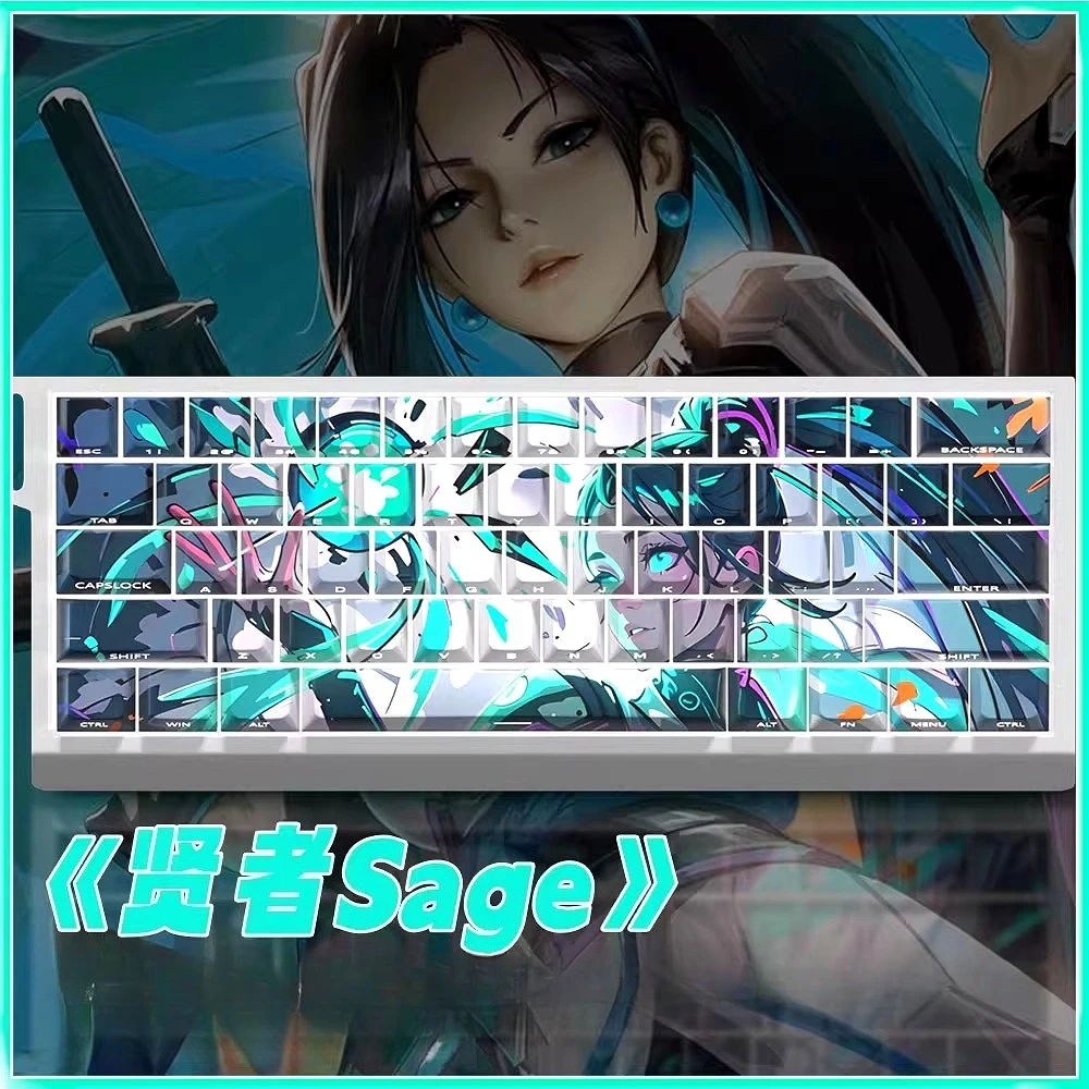Teclas con temática de Anime Sage, teclas Pbt translúcidas con grabado lateral de cereza para teclados mecánicos 60/65/68 - imagen 2