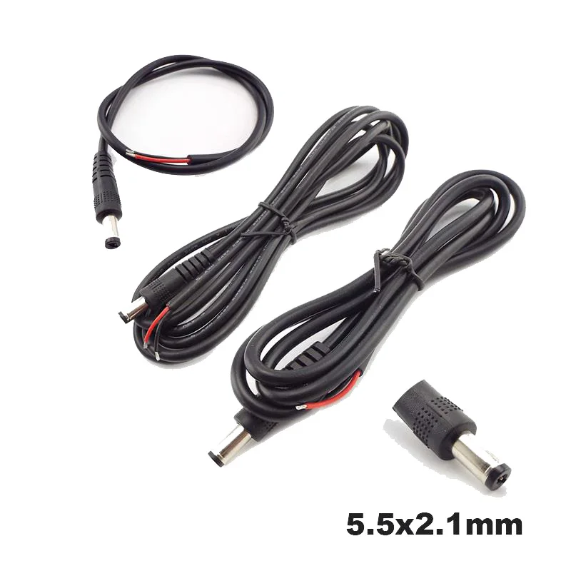 Fuente de alimentación macho de 12V y 5A CC, Cable de extensión DIY, luz LED, Cable Jack de 20 AWG, conector CC para CCTV, enchufe de 5,5x2,1mm - imagen 2