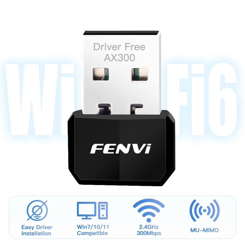 FENVI AX300 WIFI 6 adaptador USB 2,4 GHz 802.11AX tarjeta de red Mini USB Dongle tarjeta de red inalámbrica para Windows 7/10/11 unidad gratis - imagen 4