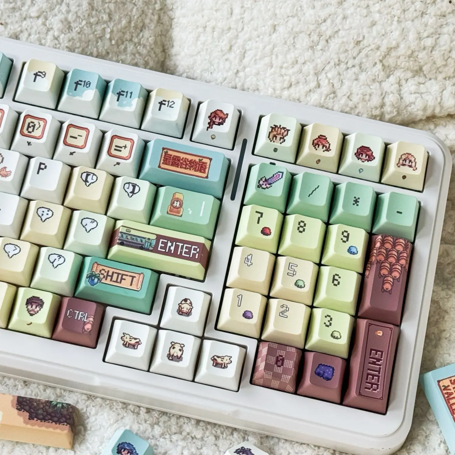 Teclas estilo píxel de 137 teclas, bonitas tapas de teclado, bonitas teclas de juego de perfil PBT Chreey para accesorios de teclado mecánico ANSI