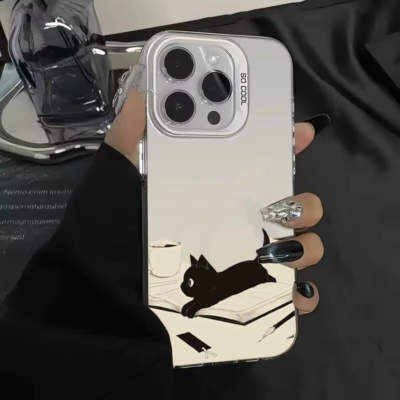 Funda de teléfono IMD electrochapada con diseño de gato negro para Samsung Galaxy S25 S24 S23 S22 S21 Ultra Plus A13 A14 A23 A15 A16 - imagen 5