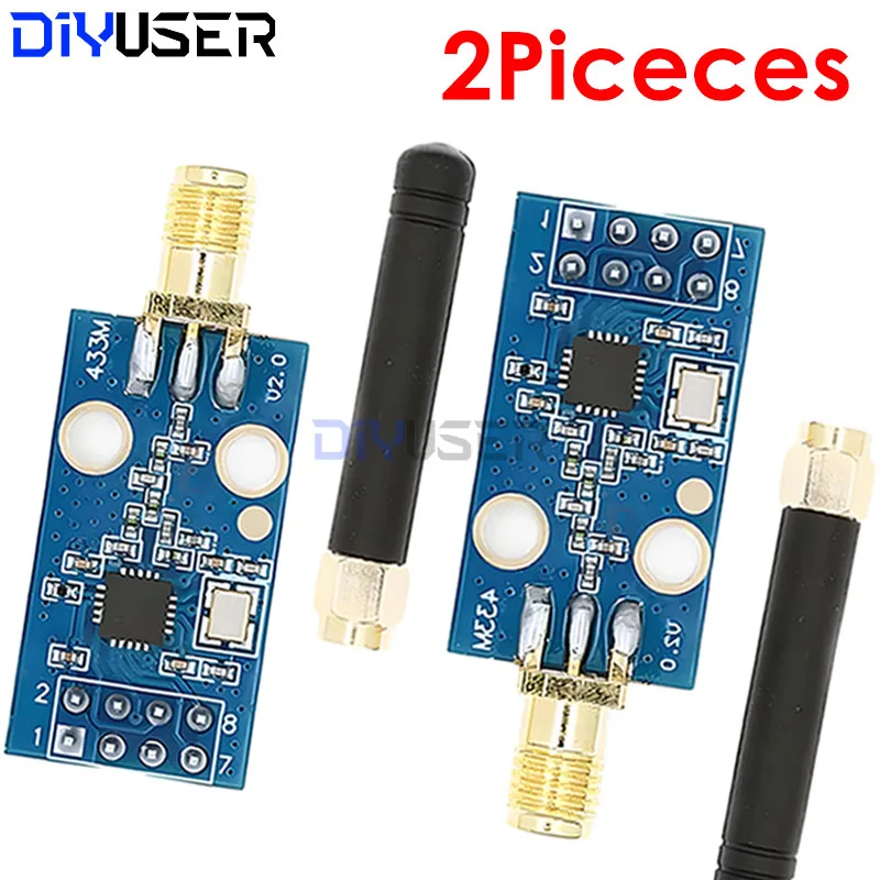 DIYUSER 2 uds 433MHz Kit de módulo transceptor inalámbrico de largo alcance con antena SMA CC1101 Chip para IoT/Control remoto