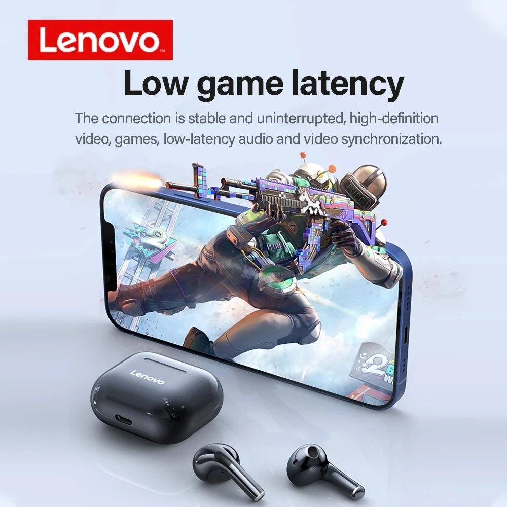 Lenovo-auriculares inalámbricos LP40, audífonos TWS con Bluetooth, Control táctil, deportivos, estéreo, para teléfono Android - imagen 4