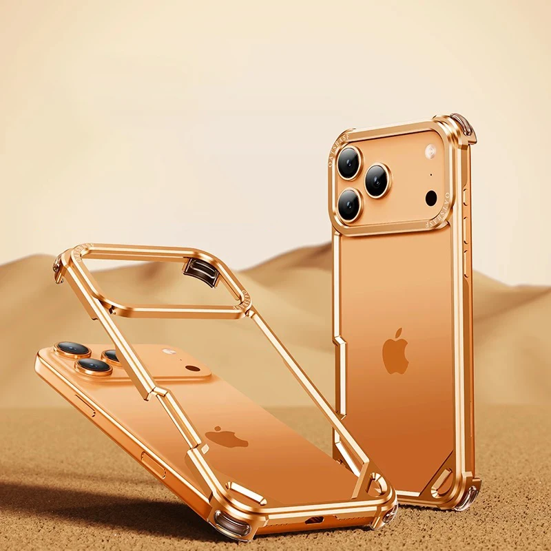 For iPhone 17 16 15 Pro Max 17Air Aviation Aluminum Alloy Frame Bumper Phone Case Metal Frameless Hollow Heat Dissipation Cover - imagen 2