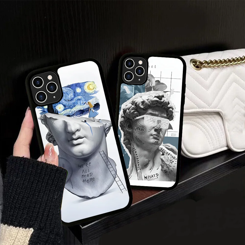 Funda de teléfono de arte divertido David, PC de silicona + TPU para IPhone 11 12 13 14 15 16 Plus Pro Max